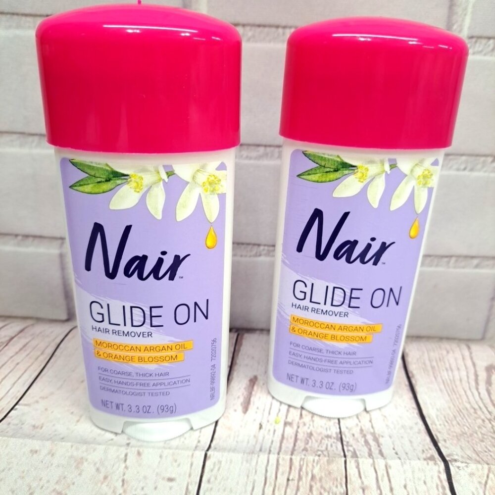 Nair Glide On Hair Remover Moroccan Argan Oil & Orange Blossom 3.3 Oz (Lot of 2)